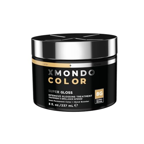 Image of XMONDO Color Golden Blonde Color Depositing Mask & Semi-Permanent Hair Dye Super Gloss Infused with Bond Boosters for Nourishment, Revitalize & Repair, Vegan Formula, 8 Fl Oz | 8G Shade, Semi-Permanent Hair Dye, Infused with Bond Booster & Lusterhance Technology for High-Gloss Shine, Vegan Formula