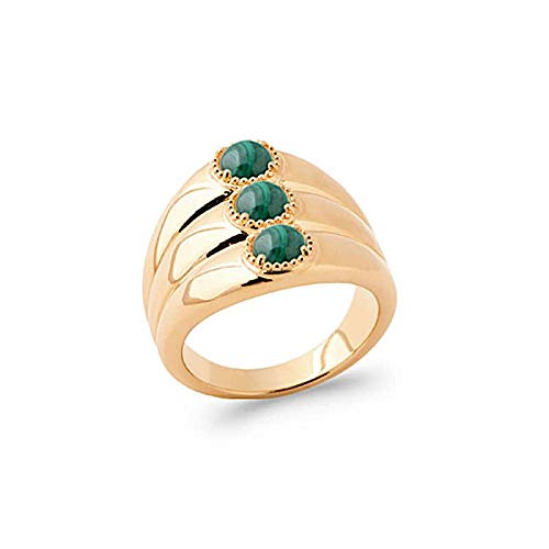 COLLECTION ZANZYBAR - Bague en plaqué Or et Pierre Naturelle Malachite Amalia Taille - 56