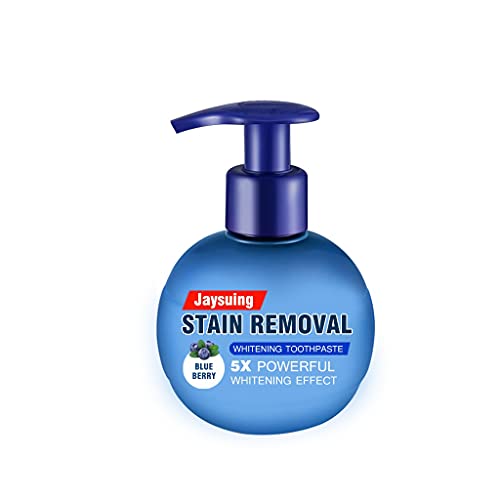 NVYUE Press Toothpaste,Baking Soda Whitening Toothpaste,Jaysuing Stain Removal Whitening Toothpaste Strong Cleaning Power Natural Stain Remover Fluoride-Free Toothpasteï¼ˆBlueberry Flavorï¼‰