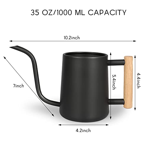 Watering Can for Indoor Plants, 35 oz/1000 ml Metal Stainless Steel Pot with Long Spout for House Plants Bonsai Outdoor Garden Flower Decorative (Black) by LTSUMI - Image 7