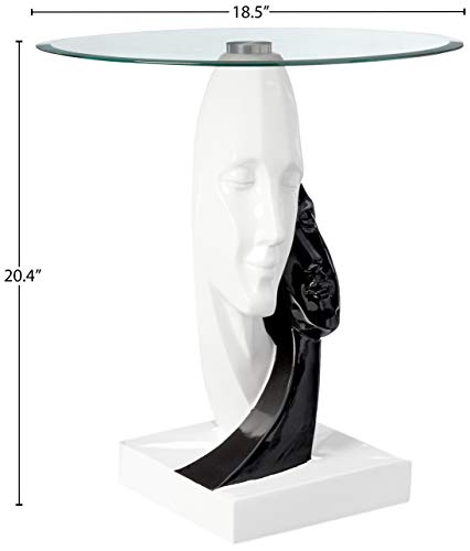Design Toscano Lovers In Black And White Sculptural Glass-Topped Table, Two Tone Black & White #TOP4