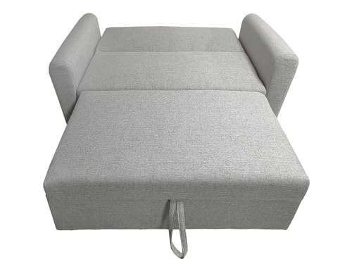 Sofá cama de 2 plazas compacto para visitas inesperadas, modelo gris claro con reposabrazos 5
