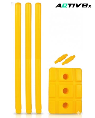 Image of Cricket Set with Golden Plastic Bat for Outdoor Sports Tournament, Gully Matches & Practices, Hard Plastic Cricket Kit for Men, Women, Boys & Girls