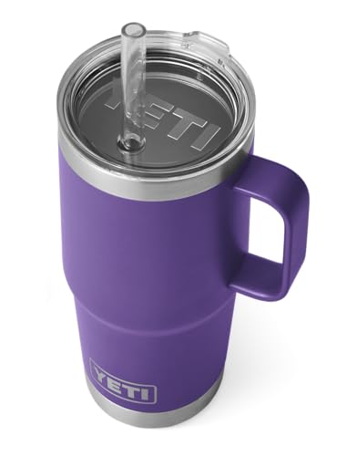 YETI Rambler Straw Mug, Stainless Steel Vacuum Insulated Mug with Stronghold Lid, Peak Purple, 25 oz (739 ml)