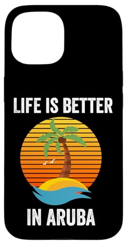 Funny Life Is Better In Aruba �o�P�[�V���� ���s �A�C�����h �I�[�V���� �X�}�z�P�[�X iPhone 15 �p