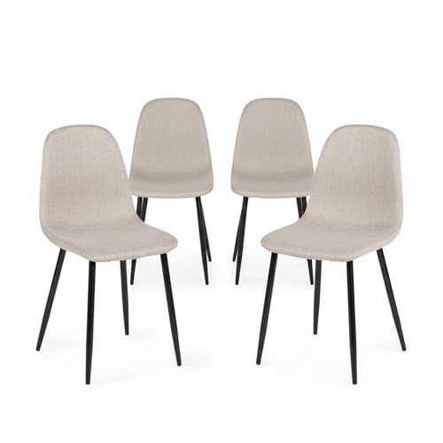 Homy Casa Juego de 4 sillas de Comedor de Tela Suave flameada, si...