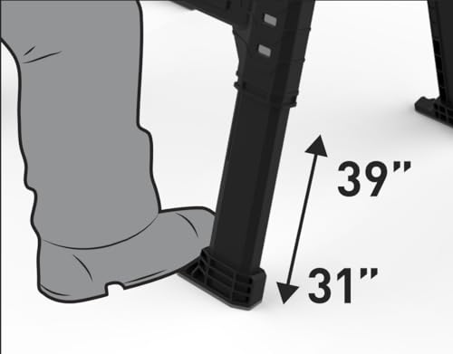 Tréteau de sciage Keter ROC Pro Gear robuste et réglable noir et gris - 6