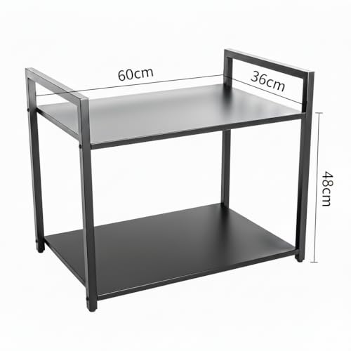 Image of RIZIK STORE Metal Adjustable Microwave Oven Stand for Kitchen Platform | 2-Tier Microwave & OTG Oven Stand with 8 Hooks | Heavy Duty Organizer Rack | Powder Coated (Textured Black)