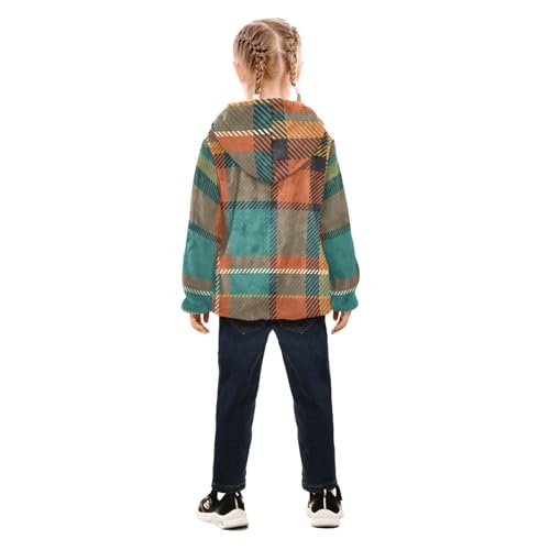 GuoChe Green Scotland Plaid Orange Baby Boy Sherpa Jacket4