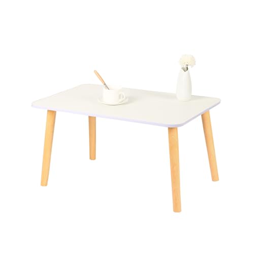 Belfoyer Table Basse Scandinave Moderne – 3 Tailles au Choix – Design Minimaliste en Bois et Couleurs Naturelles – Idéale pour Salon, Chambre ou Coin Lecture（60 * 40 * 32cm,Blanc