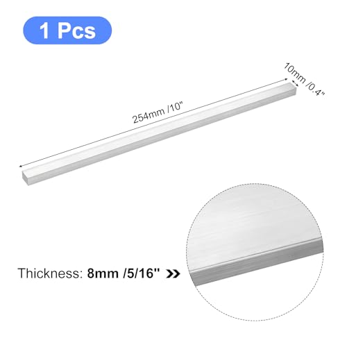 Image of uxcell Square Aluminum Flat Bar, 5 /16 inch Thick 0.4 inch Width 10 inch Length Square Aluminum Bar 6061 Aluminum Flat Plate, 8 x 10 x 254mm T6511 Solid New Mill Stock for Industrial Building