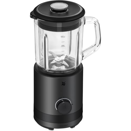 WMF Kitchenminis - Batidora vaso 0,8 l de 400 vatios, batidora de acero inoxidable Cromargan, licuadora pequeña con jarra de vidrio, 5 velocidades, función de pulso, perfecta para 1-2 porciones