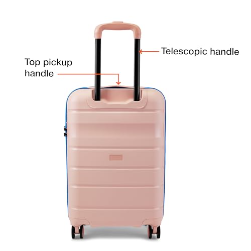 Image of Nasher Miles Jupiter Hard-Sided Polypropylene Cabin Luggage 20 inch | 55cm | 8 Wheels Small Trolley Bag for Travel | Suitcase (Peach)