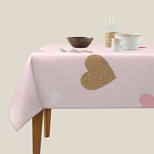 Nappe imprimée cœur infroissable et résistante à la poussière