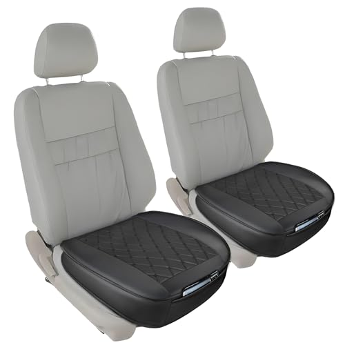 2 Pack Car Seat Cover PU Leather, Car Seat Protector for Front Seat Bottom with Storage Pockets, Anti-Slip Soft Car Seat Cushions for Driving, Car Seat Covers Front Pair Universal Fit 90% of Cars
