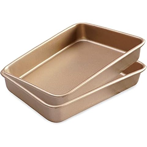 2 Pack 11 Inch Baking Sheet Pans, Deep Size Baking Pan Nonstick Cookie Sheet Brownie Cake Pan Bread Pan Toaster Oven Tray Bakeware, 11x9x2 Inches, Easy Clean & Food Safe (11 x 9 x 2") Cover