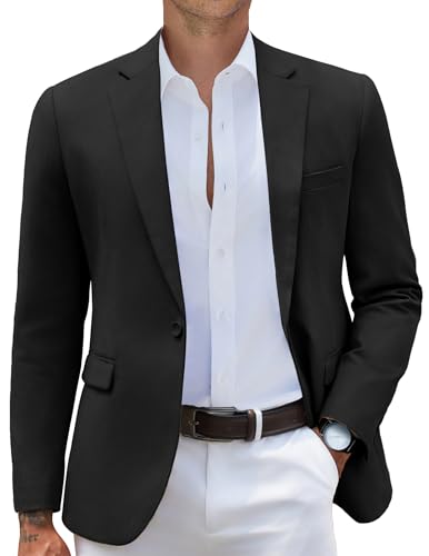 COOFANDY Mens Sport Coats Slim Fit Black Blazer Jacket Lightweight