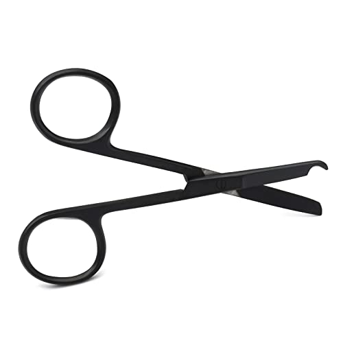 Image of 3.5 inch Stitch Scissors with Black Color Coating - Premium Quality Instrument- Delicate Hook - Perfect for Suture Removal, First Aid, EMS Training (Straight)