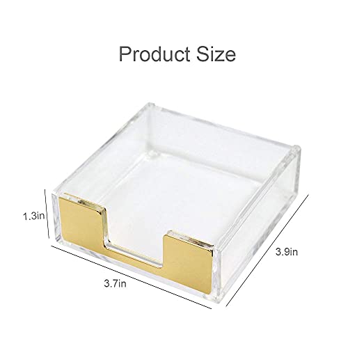 Clear Gold Acrylic Sticky Note Pad Holder For Desk, Memo Holder Paper Dispenser, Multibey Desktop Accessories Organizer For Office School Home(Gold) #TOP4
