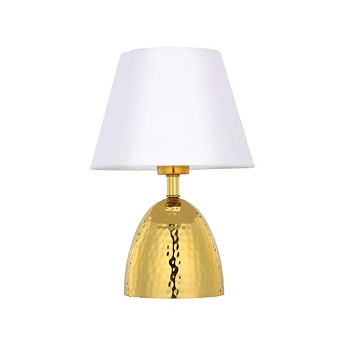 Rust & Shine Efsun Table Lamp - Gold Finish With White Lamp Shade|Bedside Night Lamp For Home,Living Room And Bedroom Décor|with Durable Iron Construction|Aesthetic & Elegant Bed Lamps,Incandescent