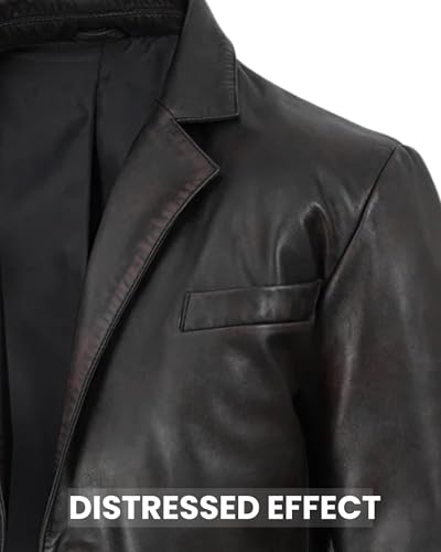 Image of Decrum Lambskin Leather Blazer for Men - Genuine Leather Sport Coat for Formal & Business Casual