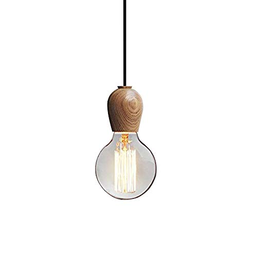 Injuicy Loft Retro Antique Edison E27 Madera Lámpara Colgante Pendiente Vintage Luces de Techo para Cafetería Almacén Salón de Estar Dormitorio Porche Villa Comedor