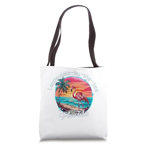 Lauderdale-by-the-Sea Florida Beach Flamingo Tropical Tote Bag