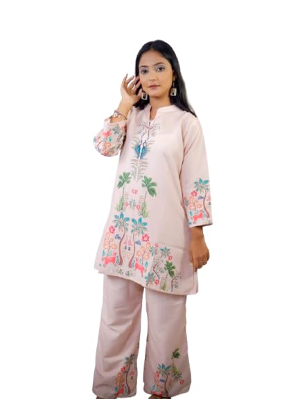 soumika Women’s Printed Co-Ord Set | 2-Piece Casual Wear Kurta & Palazzo | 3/4 Sleeve Slub Magic Fabric-picture-41