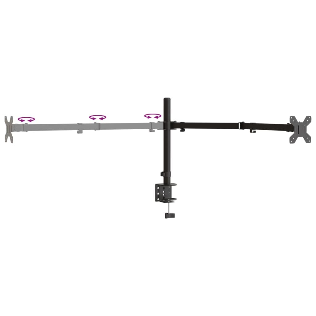 Gecheer Supporto per Monitor Triplo, regolazione altezza, installazione morsetto o occhiello, scrivanie 10-88 mm, organizzatore cavi, PL93, acciaio nero, VESA 75/100 mm for ufficio