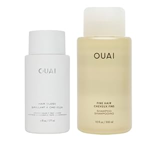 OUAI Hair Gloss Bundle, Fine Hair – Includes Hair Gloss and Fine Shampoo – Volumizing, Frizz-Control Hair Bundle (2 Count, 6 Oz/ 10 Fl Oz)