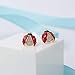 YACQ Women's Ladybug Stud Earrings - Lead & Nickle Free - Enamel & Crystal Jewelry - 1/2 Inch - Red