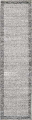 Unique Loom Del Mar Collection Area Rug - Abigail (2' 7" x 10' Runner, Light Gray/ Black)