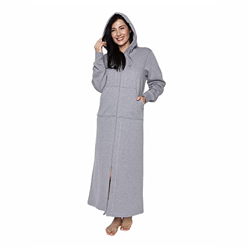 Mansfield, KayAnna Full-Length Zip-Up Hooded Loungewear Sweatshirt, Relaxed Fit Wearable Blanket, Grey3
