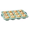 Starfrit Silicone Bakeware 12 Muffin Pan with Integrated Metal Frame - Premium Silicone BPA-Free - Heat Resistant - Ergonomic Handles - Easy Release - Oven & Dishwasher Safe - Green