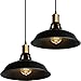 Produktbild TOKIUS Retro Pendelleuchte, Ø27cm Hängelampe Vintage Industrial Style Metall Deckenleuchte E27 Fassung Hängeleuchte für Esszimmer Küche Restaurant (Schwarz, 2 Stücke)