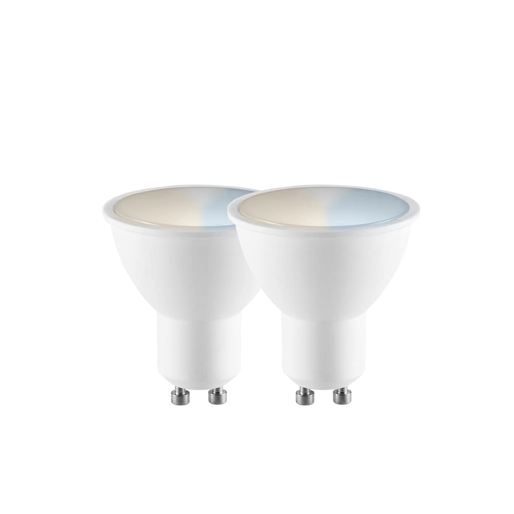 Garza Smart - Pack 2 Bombilla LED Inteligente Wifi Dicroica GU10, 4.5W (equivale a 40W de incandescencia), E27, CCT, Intensidad regulable, Programable, Control por voz y app, Alexa/Google, WiFi 2.4GHz