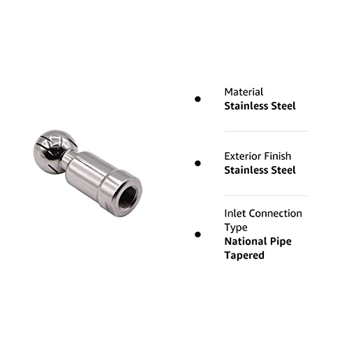 Dernord Rotary Spray Ball Npt Female Cip Tank Cleaning Ball 360° Spray Pattern, Stainless Steel 304 (1/2" Npt Threaded) #TOP6