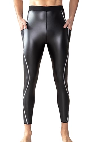 SEAUR Herren Kunstleder Enge Hose Leggings Hohe Taille Bauchweg...