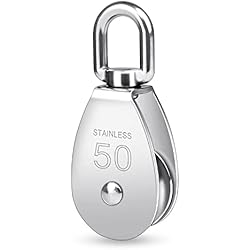 Polea Pesas Casera Iyowei 1pcs Bloque de Polea Giratoria, M50 Polea Simple Poleas de Bloque Carga 400KG, Polea de Acero Inoxidable para Cuerdas Tendedero de Ropa, Pesas y Gimnasio