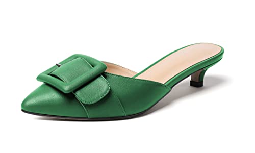 Eldof Women's Mule Sandals, Pointed Toe Slip On Kitten Heel