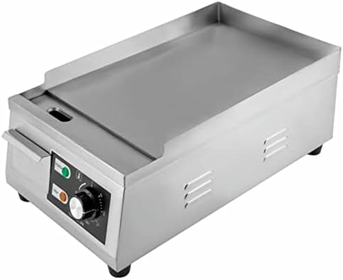 OJHGRDFV Plancha eléctrica Comercial de 28 x 40 cm, 1300 W, para encimera, con Control de Temperatura, de Acero Inoxidable, para restaurantes, Tiendas y cantinas.