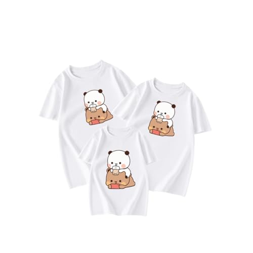 Nesthome Moda Verano Bubu Dudu Love Familia Ropa a juego Camisa Manga Corta Padres Niño Familia Camisa, Blanco, 120