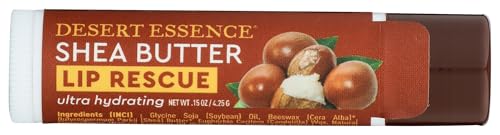 Desert Essence Lip Rescue Ultra Hydrating with Shea Butter - 0.15 Oz - Soft Moisturizer Balm Stick - Ginkgo Biloba Extract - Soothes Dry Or Cracked Lips - Vitamin E - Beeswax - Peppermint Oil