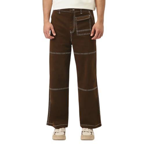 Pantalon ample marron homme XL NOBERO en coton fluide