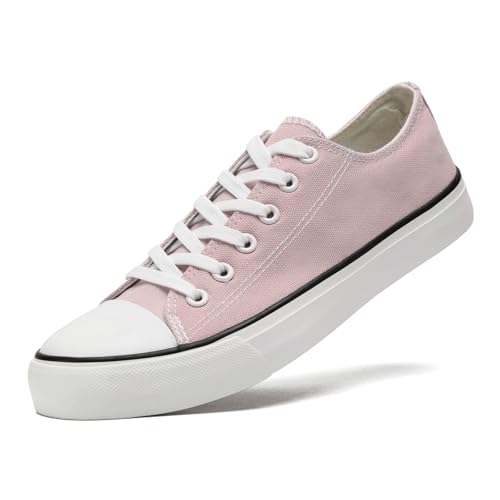 sharllen Canvas Sneakers Stoffschuhe Damen Atmungsaktive Low Top Turnschuhe Freizeit Leicht Stoff Schuhe Leinenschuhe Segeltuchschuhe(Pink 250)