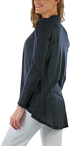 Image of ToBeInStyle Womens Open Front Long Sleeve Lightweight Asymmetrical Draped Cardigan with Side Pockets
