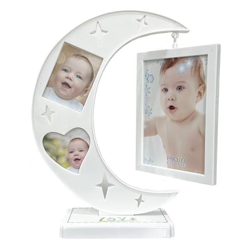 DD-life Star and Moon Picture Frame Vertical Photo Frame Vintage Picture Frame Decorative Photo Frames Picture Display Frame Ideal for Wedding Valentines Day Housewarming Gifts (White)