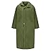 Cambkatl Men's Hooded Long Raincoats Adult Packable Waterproof Work Wear Trench Coat Rain Jacket Poncho