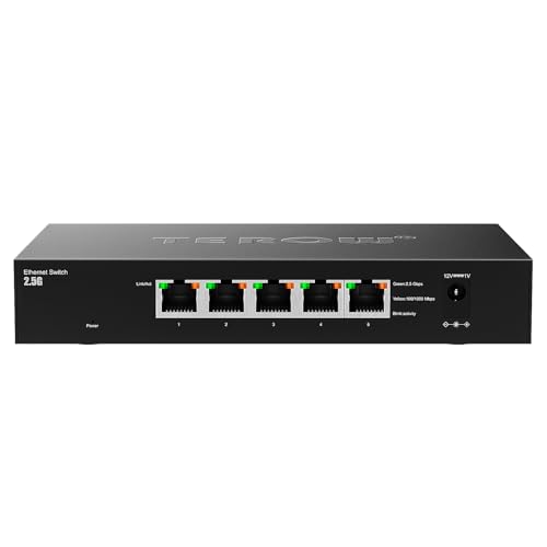 Image of Network Ethernet Switch,Gigabit Portable, Plug&Play,Fanless Housing,Black, for Home /Office,5*2.5G Port Stability