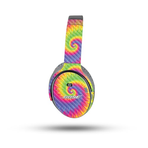 Image of MightySkins Carbon Fiber Skin Compatible with Bose QuietComfort 35 II Headphones - Vibrant Tie Dye | Protective, Durable Textured Carbon Fiber Finish | Easy to Apply